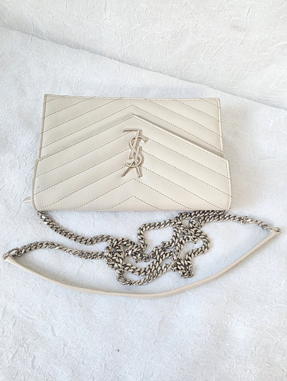Auth YSL Yves Saint Laurent Grain De Poudre Chevron Envelope Woc - Picture 7 of 10